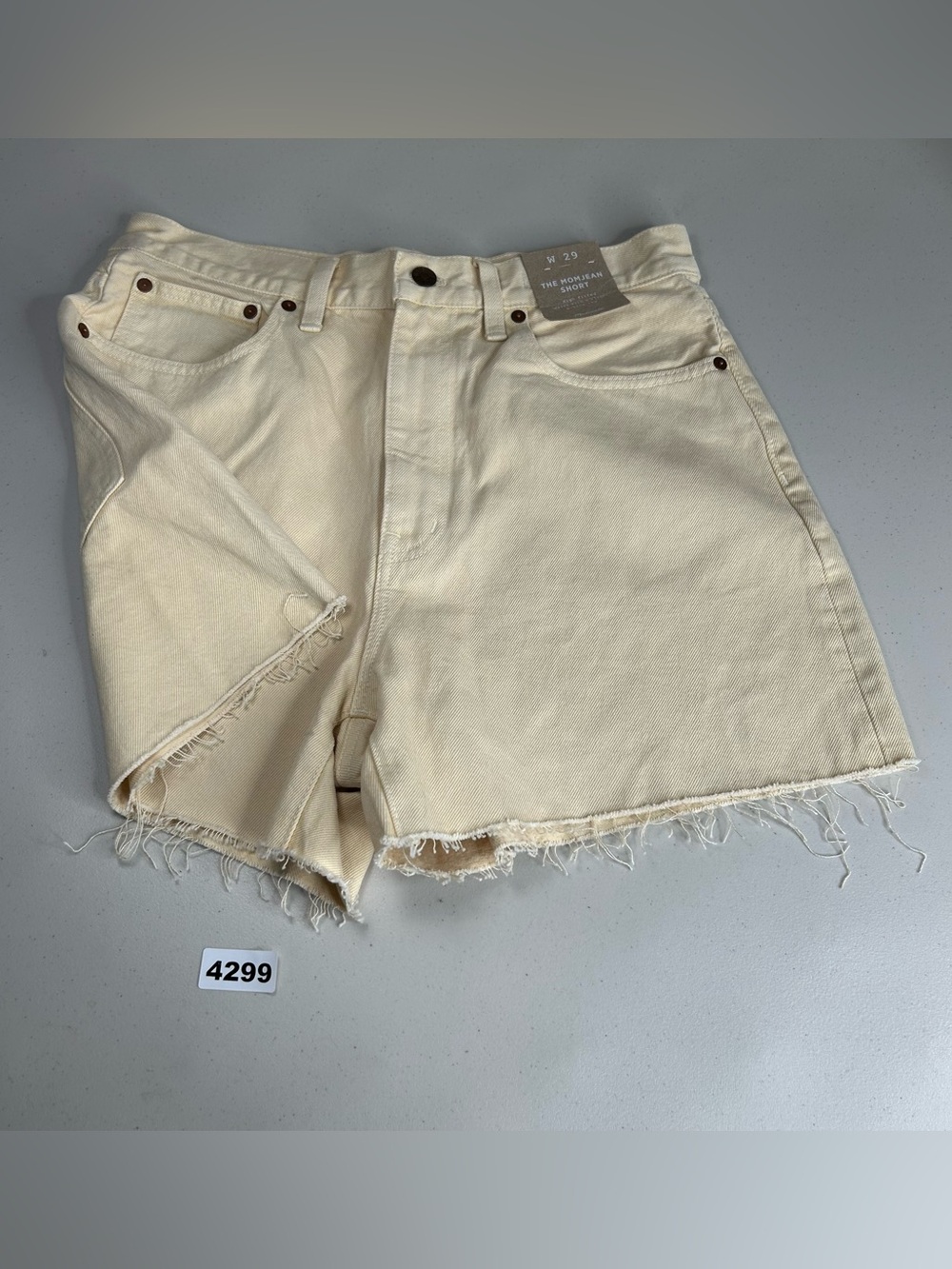 Madewell Mom Jean Denim Shorts 29 Yellow High Rise Raw Hem Cotton